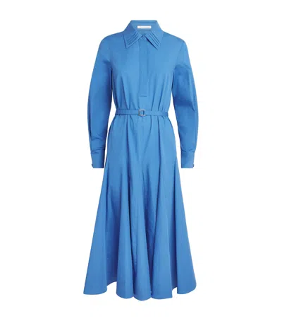 Emilia Wickstead Cotton Marione Midi Shirt Dress In Blue