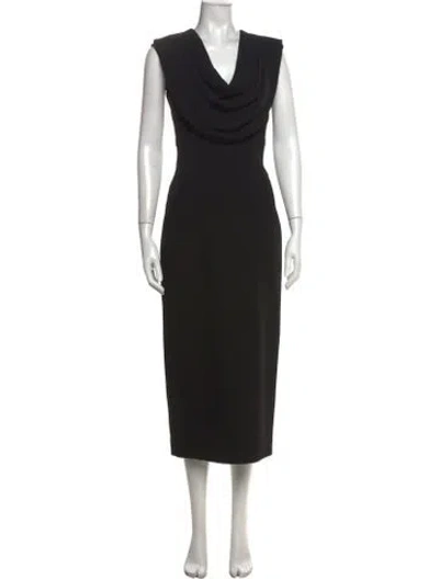 Pre-owned Emilia Wickstead Cowl Neck Knee-length Dress In Black