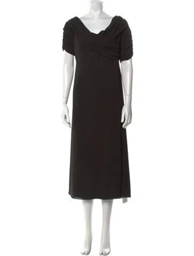 Pre-owned Emilia Wickstead Cowl Neck Midi Length Dress In Black