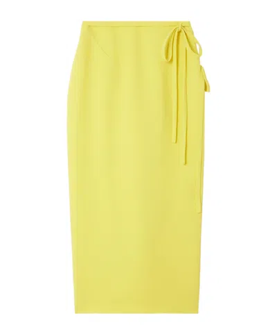 Emilia Wickstead Crepe Midi Skirt With Tie Detail In Yellow