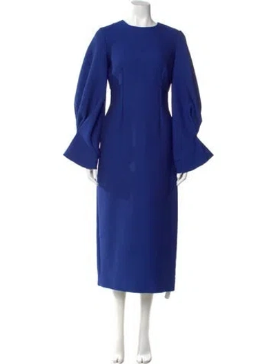 Pre-owned Emilia Wickstead Crew Neck Long Dress In Blue