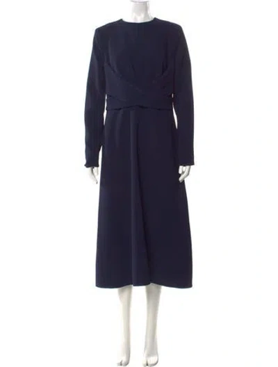 Pre-owned Emilia Wickstead Crew Neck Long Dress In Blue
