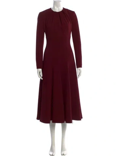 Pre-owned Emilia Wickstead Crew Neck Long Dress In Burgundy