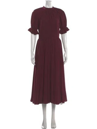 Pre-owned Emilia Wickstead Crew Neck Long Dress In Burgundy