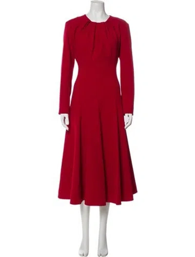 Pre-owned Emilia Wickstead Crew Neck Long Dress In Red