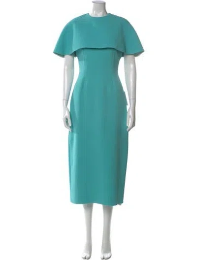 Pre-owned Emilia Wickstead Crew Neck Long Dress W/ Tags In Blue