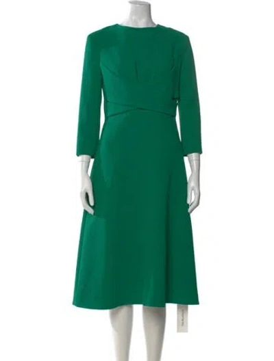 Pre-owned Emilia Wickstead Crew Neck Midi Length Dress In Green