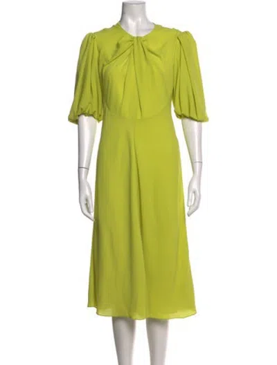Pre-owned Emilia Wickstead Crew Neck Midi Length Dress In Green