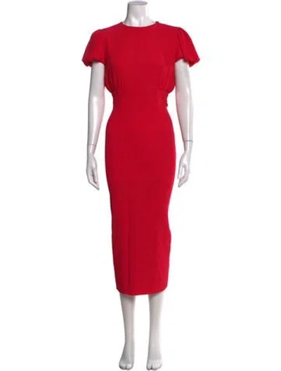 Pre-owned Emilia Wickstead Crew Neck Midi Length Dress In Multi