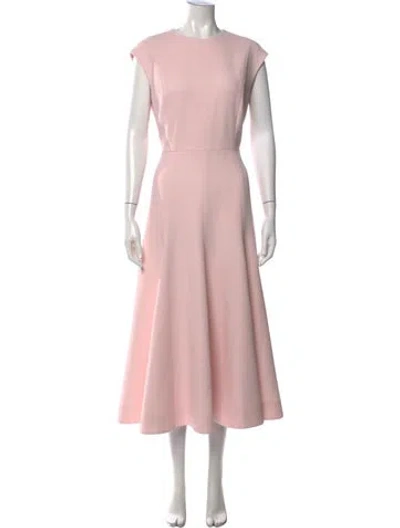 Pre-owned Emilia Wickstead Crew Neck Midi Length Dress In Pink