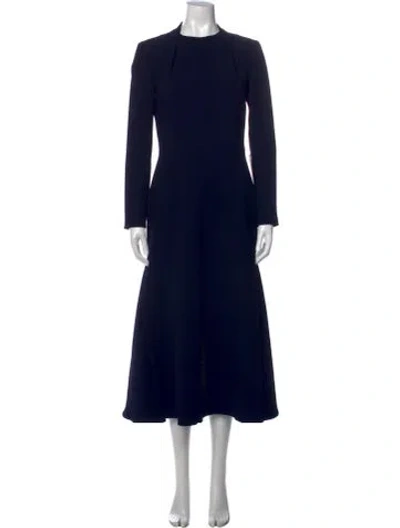 Pre-owned Emilia Wickstead Crew Neck Midi Length Dress W/ Tags In Black