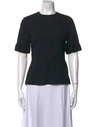 Pre-owned Emilia Wickstead Crew Neck Short Sleeve Top In Black