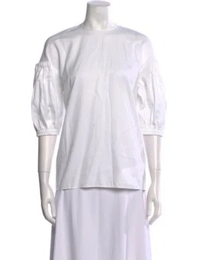 Pre-owned Emilia Wickstead Crew Neck Three-quarter Sleeve Top In White