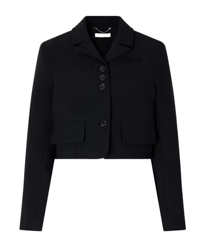 Emilia Wickstead Chapel Cropped Birdseye Suiting Jacket In Black