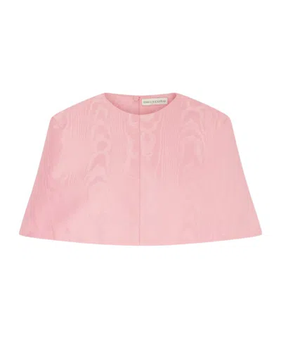 Emilia Wickstead Cropped Cape Jacket, Pink Jacquard Fabric