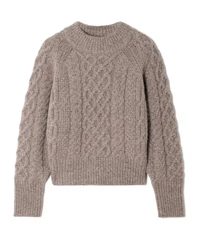 Emilia Wickstead Emory Cropped Cable-knit Wool-blend Sweater In Brown