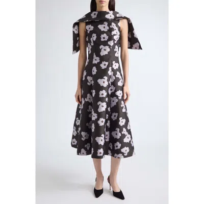 Emilia Wickstead Cyralisse Cape Sleeve Dress In Black