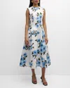 Emilia Wickstead Mara Dahlia-print Taffeta-faille Dress In Large Dahlia Baby Blue