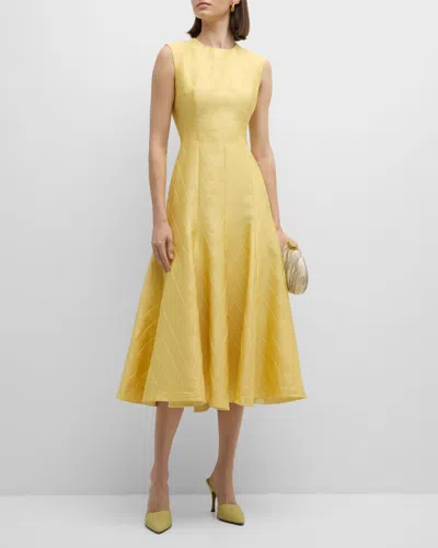 Emilia Wickstead Dellah Geometric Jacquard Sleeveless Midi Dress In Lemon