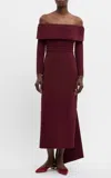 Emilia Wickstead Derika Off-the-shoulder Crepe Midi Dress In Burgundy