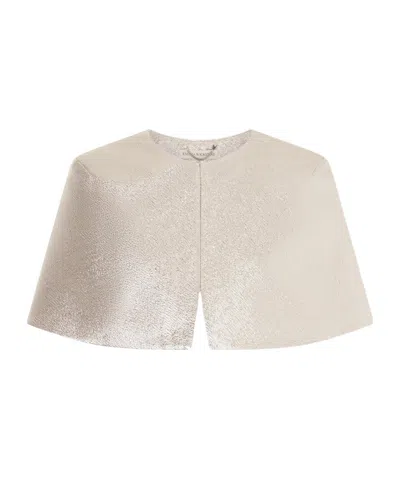 Emilia Wickstead Domie Cloqué Metallic Cape In Neutral