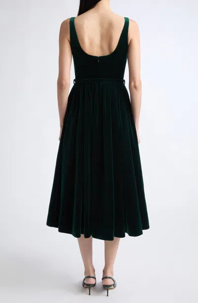 Emilia Wickstead Eagle Belted Velvet Dress In Black