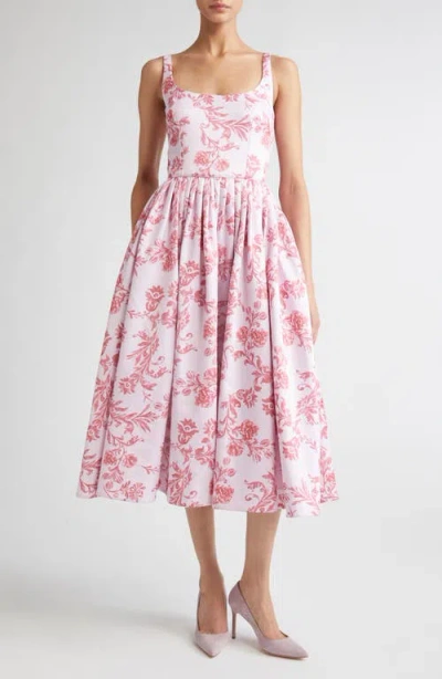 Emilia Wickstead Eglantine Belted Cotton Poplin Fit & Flare Dress In Multi