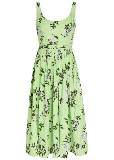 Emilia Wickstead Eglantine Belted Gathered Floral-print Cotton-poplin Midi Dress In Multi