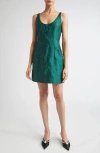 Emilia Wickstead Einna Ditsy Metallic Floral Jacquard Minidress In Green