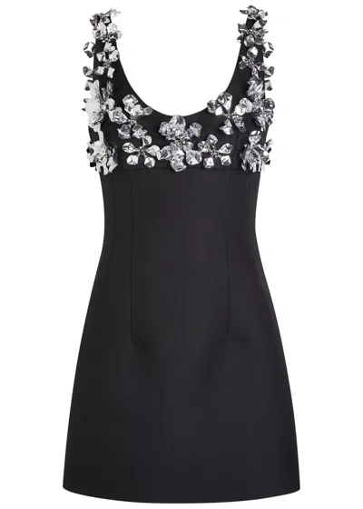 Emilia Wickstead Einna Embellished Crepe Mini Dress In Black