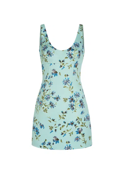 Emilia Wickstead Einna Floral-print Faille Mini Dress In Blue