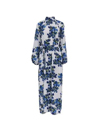 Pre-owned Emilia Wickstead Elanda Floral High-neck Maxi Dress In White