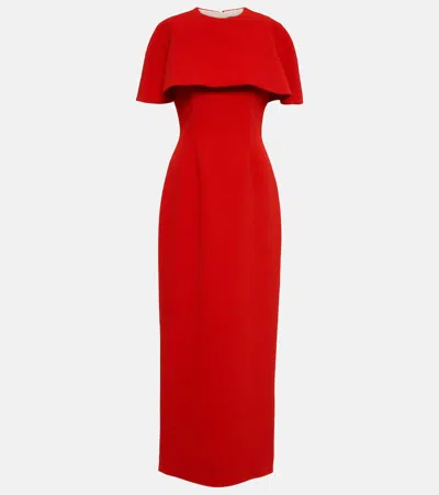 Emilia Wickstead Elham Cape Crêpe Midi Dress In Red