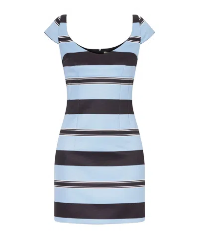 Emilia Wickstead Eloise Striped Taffeta-faille Mini Dress In Blue