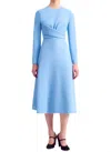 Emilia Wickstead Elta Wrap Front Long Sleeve Double Crepe Midi Dress In Blue