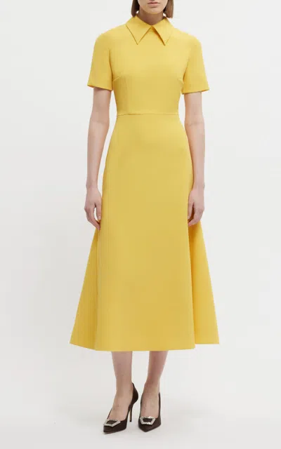 Emilia Wickstead Eman Collard Crepe Midi Dress In Custard