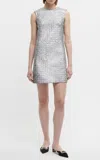 Emilia Wickstead Emmy Metallic Seersucker Mini Dress In Silver