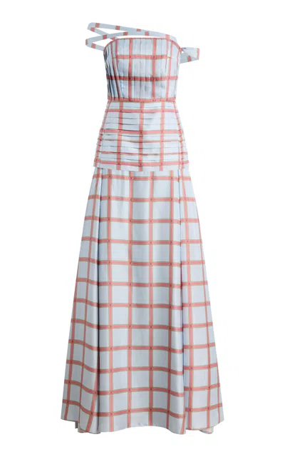 Emilia Wickstead Estella Pleated Checked Silk-twill Gown In Multi