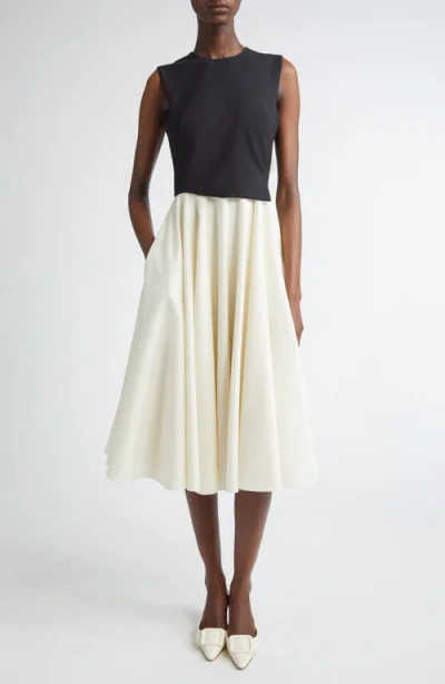 Emilia Wickstead Faux Two-piece Midi Dress In Black/ivory