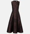 Emilia Wickstead Flared Embroidered Midi Dress In Brown