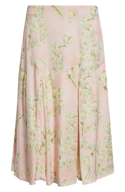 Emilia Wickstead Floral Pleated Skirt In Little Lillies On Pink