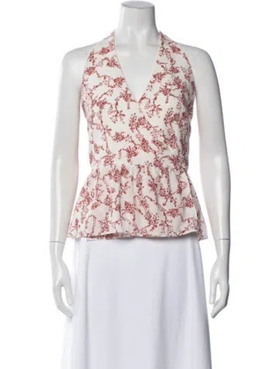 Pre-owned Emilia Wickstead Floral Print Halterneck Blouse In Multi