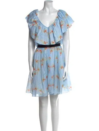 Pre-owned Emilia Wickstead Floral Print Knee-length Dress In Blue