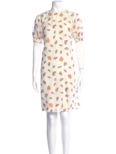 Pre-owned Emilia Wickstead Floral Print Knee-length Dress W/ Tags In Neutral