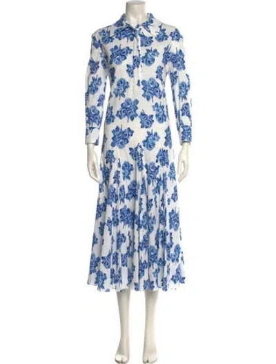 Pre-owned Emilia Wickstead Floral Print Long Dress In Blue