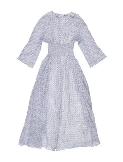 Pre-owned Emilia Wickstead Floral Print Long Dress In Blue