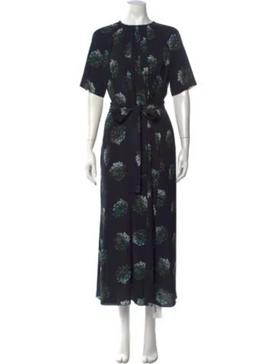 Pre-owned Emilia Wickstead Floral Print Long Dress In Blue