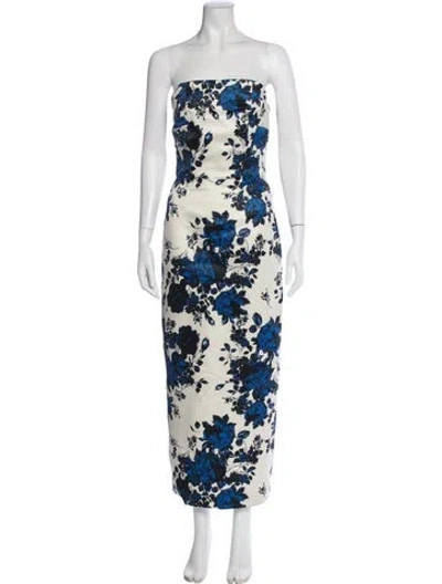 Pre-owned Emilia Wickstead Floral Print Long Dress In Neutrals