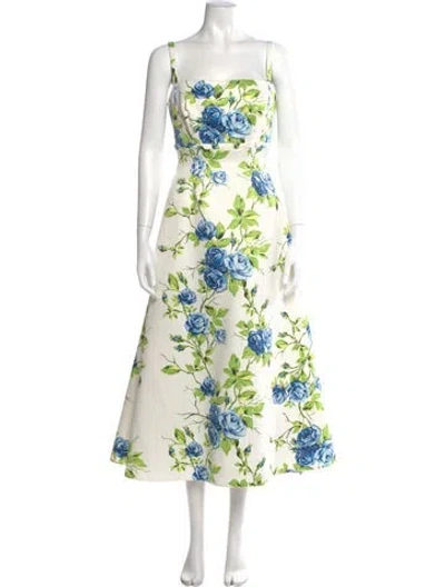 Pre-owned Emilia Wickstead Floral Print Long Dress In Orange