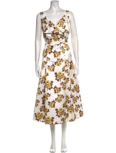 Pre-owned Emilia Wickstead Floral Print Long Dress W/ Tags In Multi